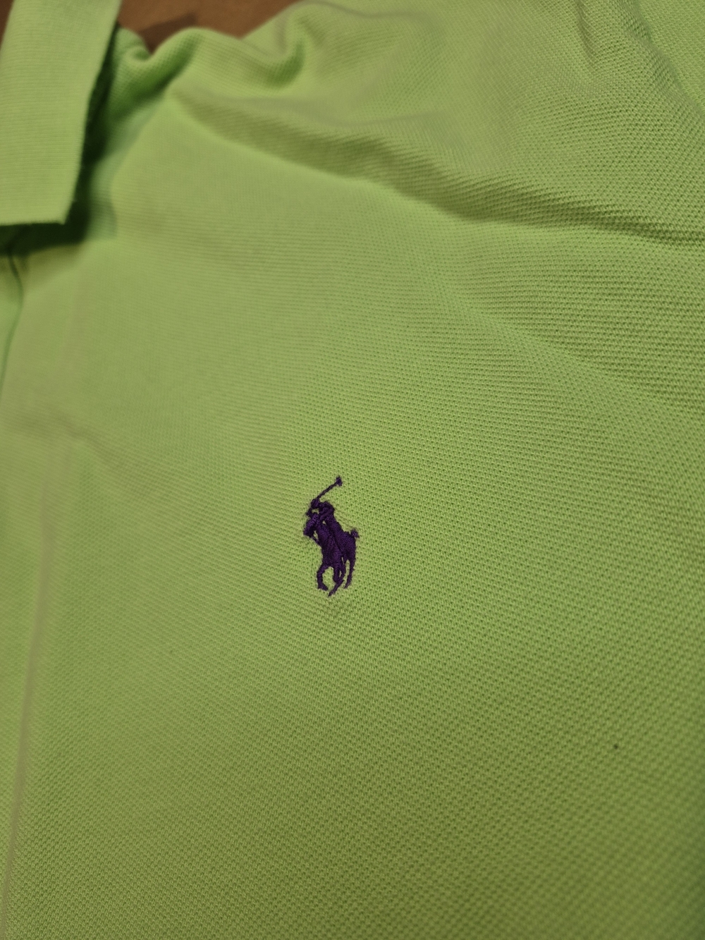 Ralph Lauren Polo Shirt in Lime Green with Purple Pony 4364/7 - Picture 5 of 6